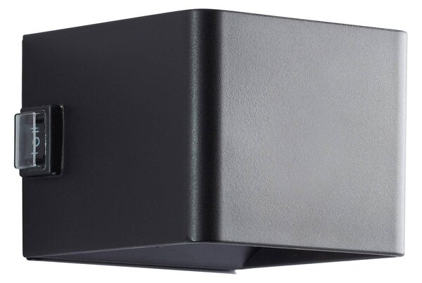Brilliant LED-es, újratölthető kültéri fali lámpa Iseo, fekete, szélesség 10 cm,, Fekete, Műanyag, Modern