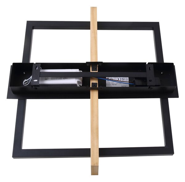 Lindby LED-es mennyezeti lámpa Holamu, 46cm, fekete, fa, fém, Fekete, Nappali / Étkező, Alumínium, Modern