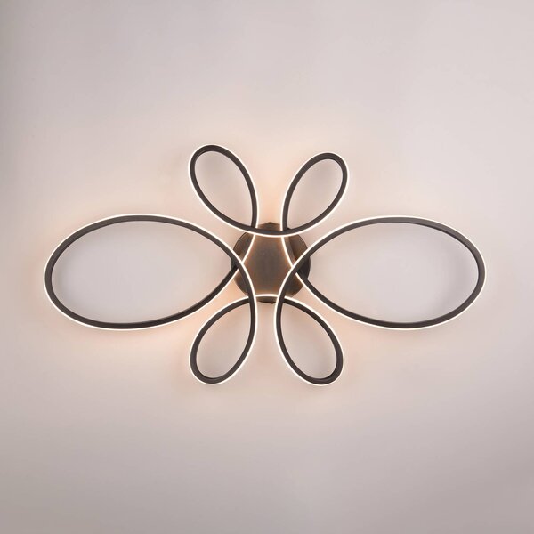 Trio Lighting Fly LED mennyezeti lámpa, matt fekete, 3.000 K, 83 cm x 45 cm, dimmelhető, Fekete, Nappali / Étkező, fém, Modern