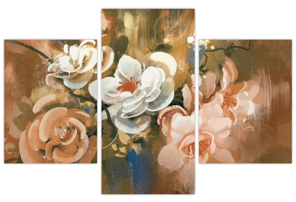 Kép - Festett csokor virág (90x60 cm)