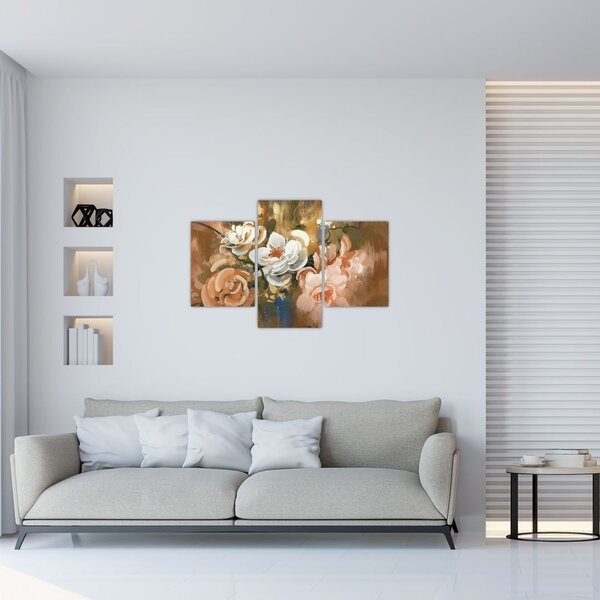 Kép - Festett csokor virág (90x60 cm)