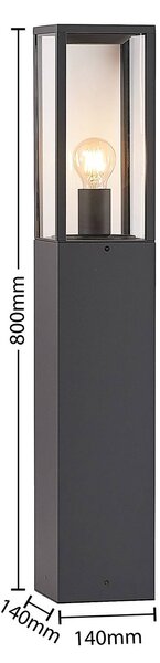 Lindby Peldarösvény világítás, antracit/átlátszó, 80 cm, dimmelhető, Fekete, Alumínium, Modern