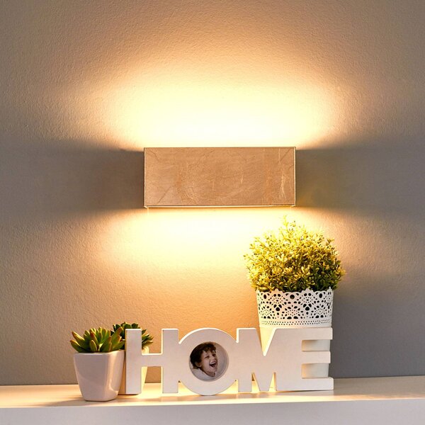 Lindby Quentin LED-es fali lámpa, 23cm széles, arany színű, fém, Sárgaréz / arany, Folyosó, fém, Modern