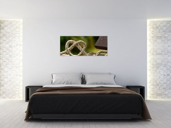 Szív kötélből képe (120x50 cm)