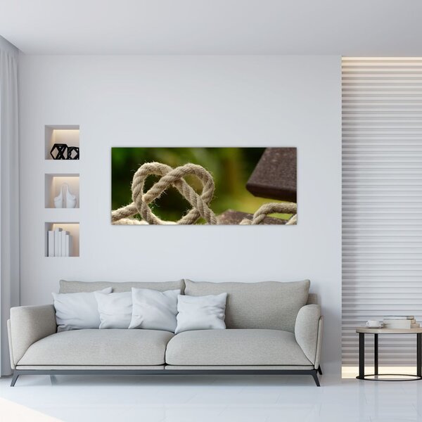 Szív kötélből képe (120x50 cm)