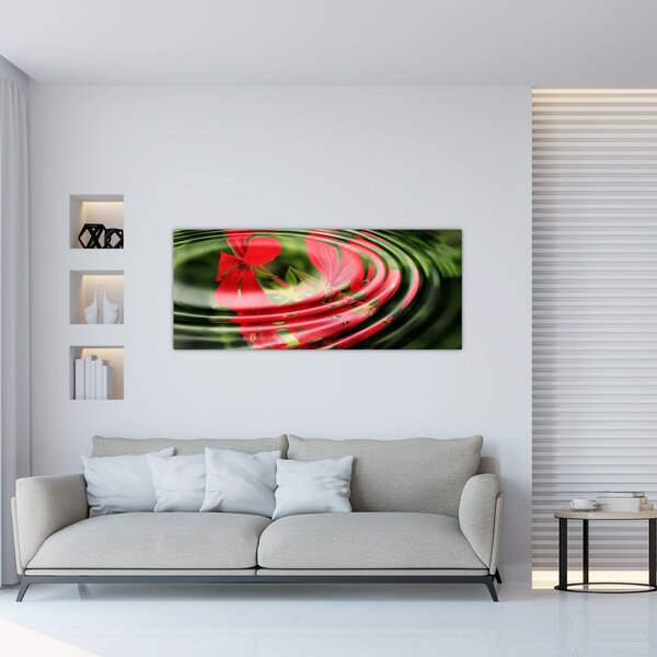 Absztrakt kép - virágok hullámokban (120x50 cm)