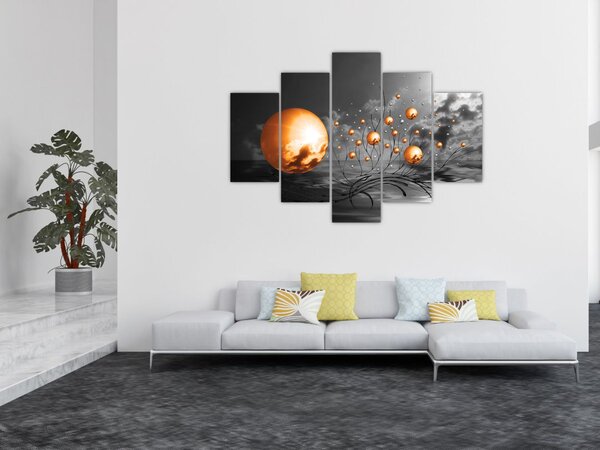 Narancssárga absztrakt gömbök képe (150x105 cm)