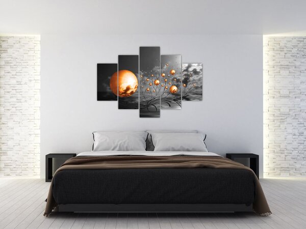 Narancssárga absztrakt gömbök képe (150x105 cm)