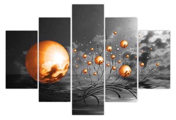 Narancssárga absztrakt gömbök képe (150x105 cm)