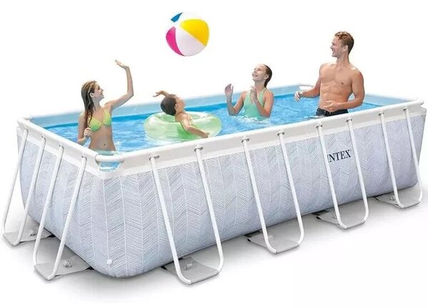 INTEX MetalPrism Set Chevron négyszögletű medence 400 x 200 x 100 cm (26780)