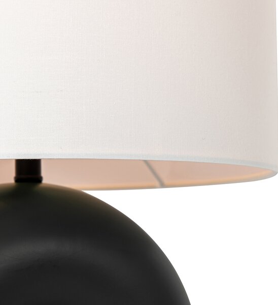 Design asztali lámpa fekete fehér vászon búrával - Lotti
