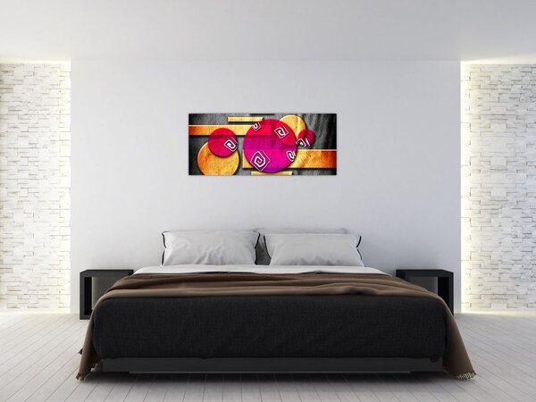 Absztrakt kép történelmi szimbólumokkal (120x50 cm)