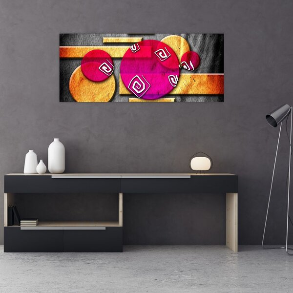 Absztrakt kép történelmi szimbólumokkal (120x50 cm)