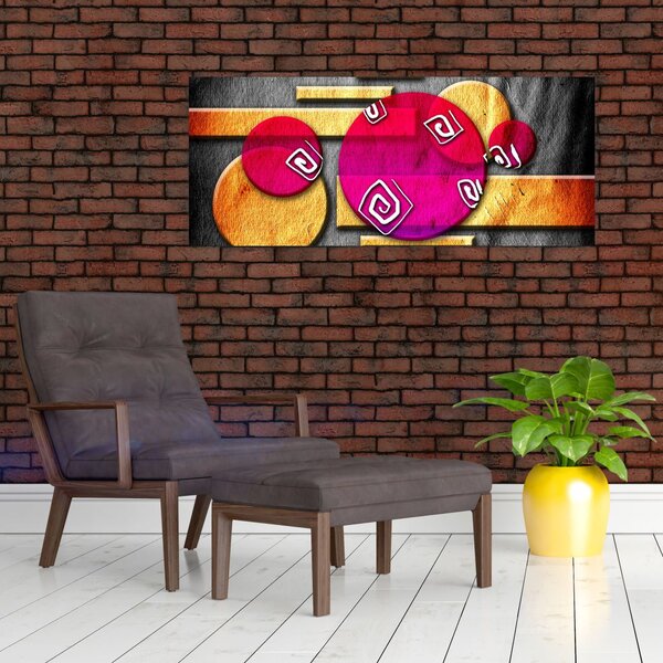 Absztrakt kép történelmi szimbólumokkal (120x50 cm)