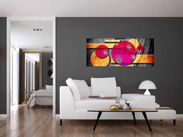 Absztrakt kép történelmi szimbólumokkal (120x50 cm)