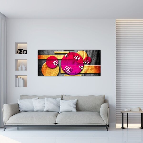 Absztrakt kép történelmi szimbólumokkal (120x50 cm)