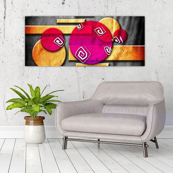 Absztrakt kép történelmi szimbólumokkal (120x50 cm)