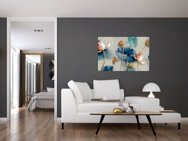 Kép virággal (90x60 cm)