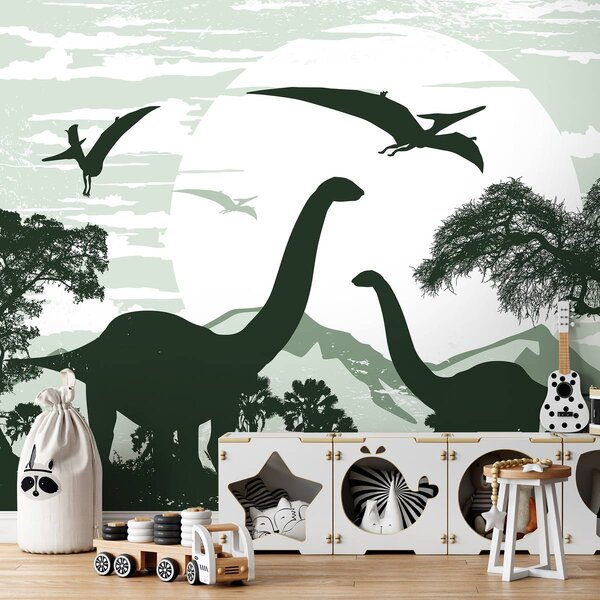 Fotótapéta - Zöld dinoszauruszok 2 (152,5x104 cm)