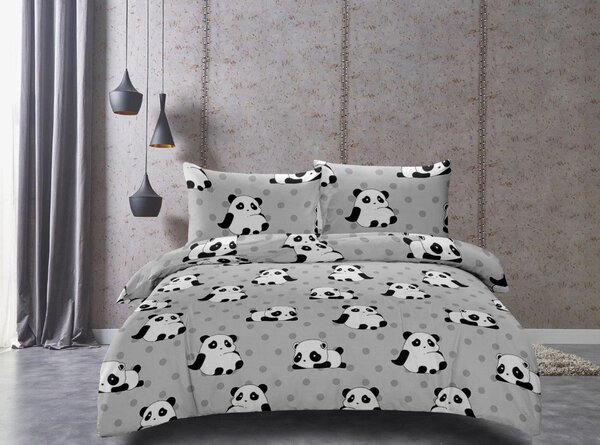Mikroszálas ágynemű PANDA szürke Ágyneműhuzat mérete: 70 x 80 cm | 140 x 200 cm
