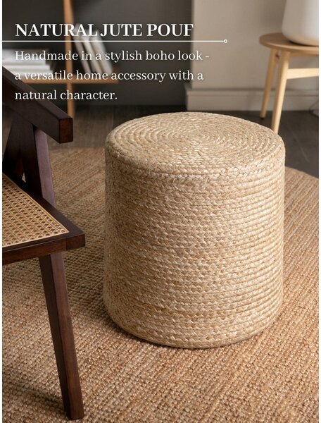 Natúr színű puff Jutta Gold – Hanse Home