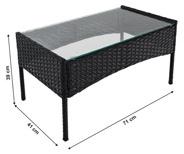 KONDELA Kerti 4 részes rattan szett, fekete/bézs, RATANA