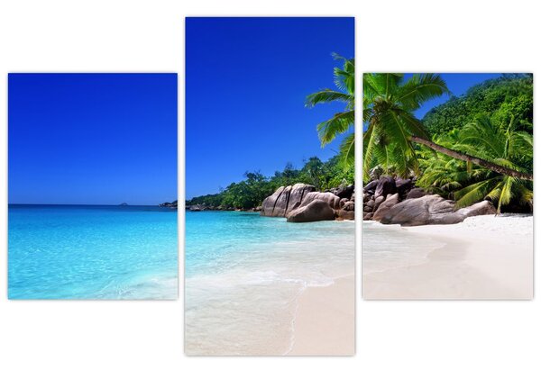 Kép a strandról a Praslin szigeten (90x60 cm)