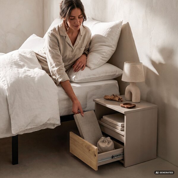 AKORD Furniture Factory CLP CL1 Éjjeliszekrény Laminált Kaszmír / Artisan Tölgy