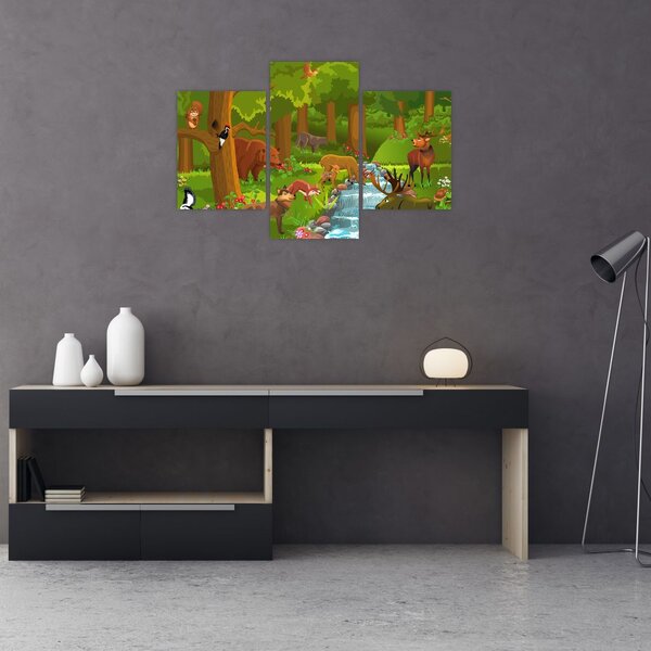 Gyermek kép állatokkal (90x60 cm)