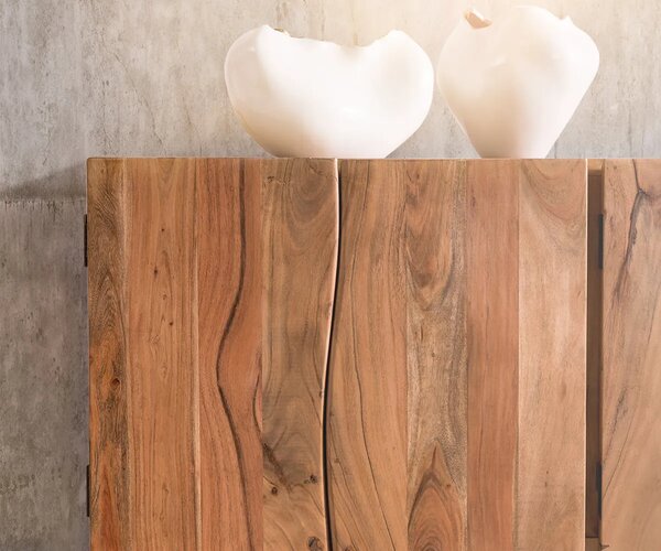 DELIFE Komód Live-Edge 220 cm akác természetes masszív 6 ajtós