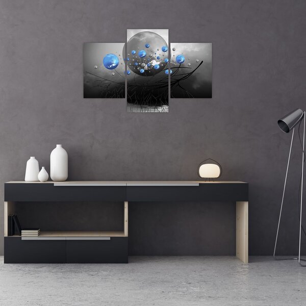 Kék absztrakt gömbök képe (90x60 cm)