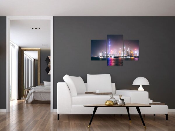 Éjszakai Shanghai képe (90x60 cm)