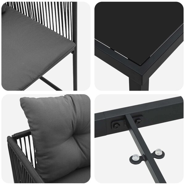 Kert étkező szett 5 pcs Fekete és Antracit 140 x 80 x 73 cm