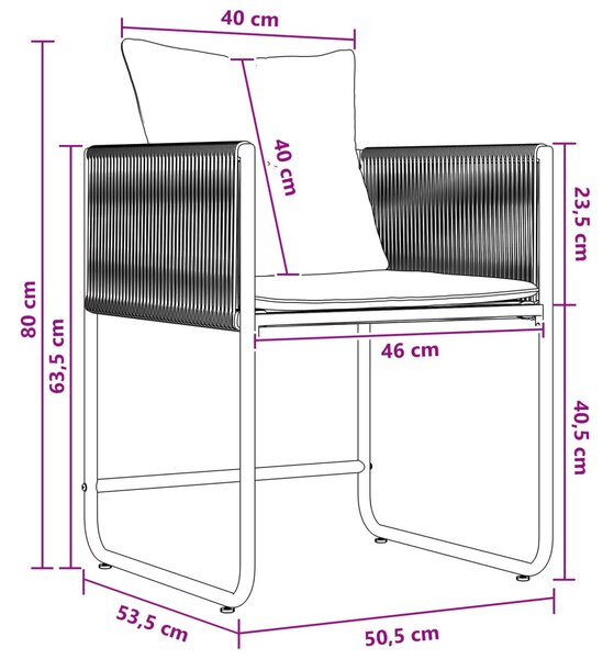 Kert étkező szett 5 pcs Fekete és Antracit 140 x 80 x 73 cm