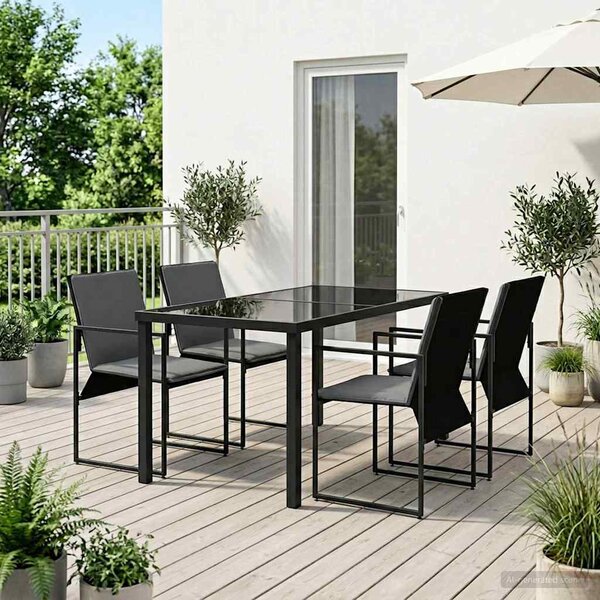 Kert étkező szett 5 pcs Fekete és Antracit 140 x 70 x 73 cm