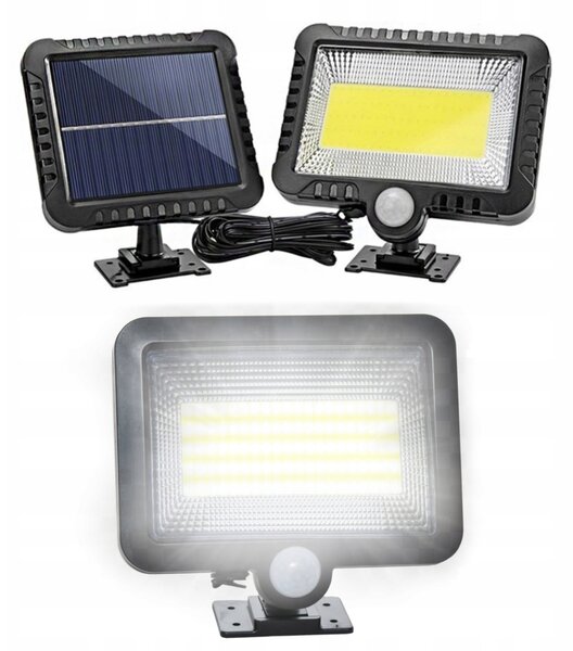 100 LED-es COB LED reflektor napelemes mozgásérzékelővel, 260 lm, 5500-6000K