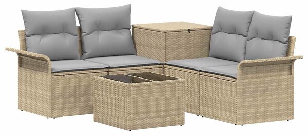 VidaXL Kanapé szett 6 db-os, 4-személyes, bézs és világosszürke