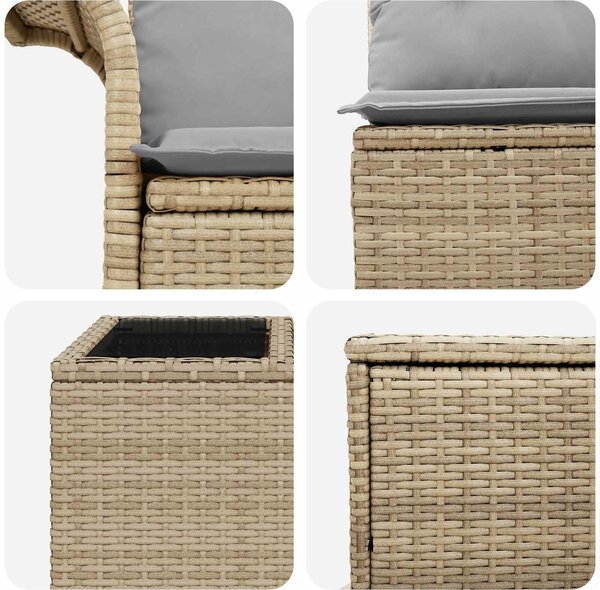 VidaXL Kanapé Szett 8 db Beige és Világosszürke Poli rattan és acél