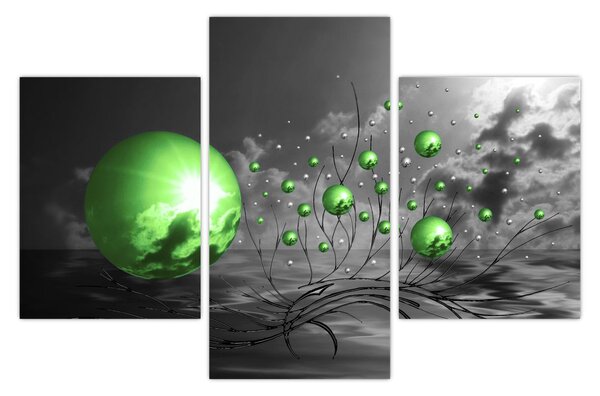 Zöld absztrakt gömbök képe (90x60 cm)