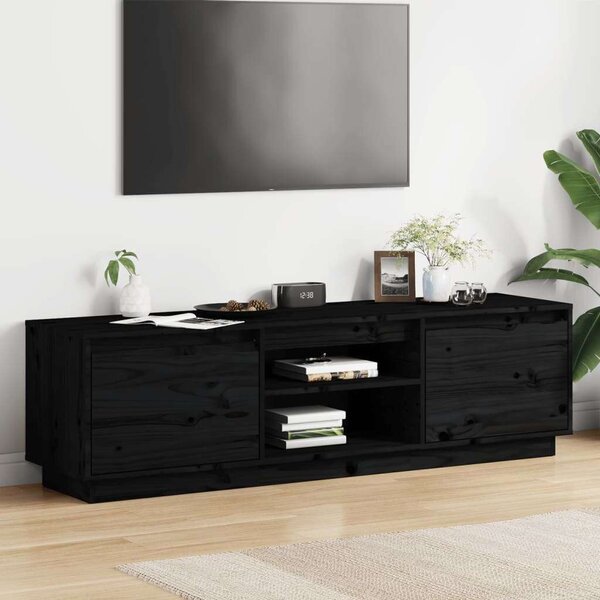 VidaXL fekete tömör fenyőfa TV-szekrény 140 x 35 x 40 cm