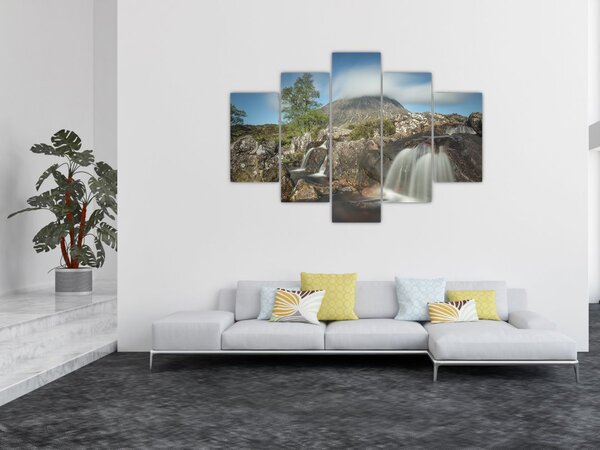 Vízesések és hegyek képe (150x105 cm)