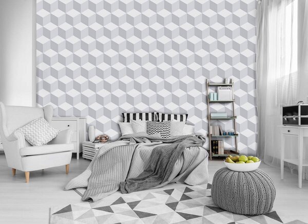 Fotótapéta - 3D fehér mozaik (152,5x104 cm)