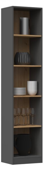RAUNO keskeny könyvespolc - 40 cm, artisan tölgy / antracit