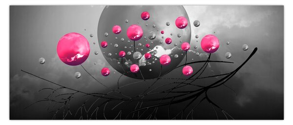 Rózsaszín absztrakt gömbök képe (120x50 cm)