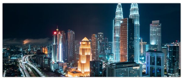 Kép - Éjszaka Kuala Lumpurban (120x50 cm)