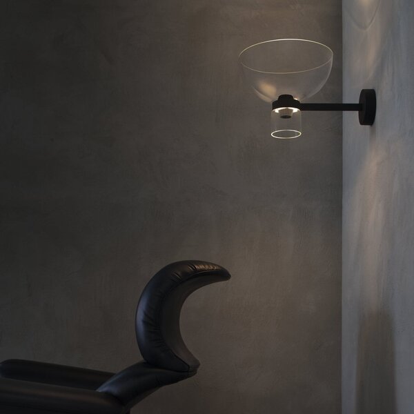 Fali Lámpa FLOS, Nocturne Bowl, dimmable, Fekete, Folyosó, Alumínium, Dizájn