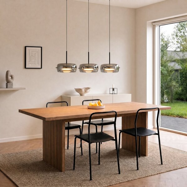 Függőlámpa Lucande, Martis, dimmable, Fekete, Étkező, Üveg, Modern