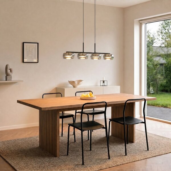 Függőlámpa Lucande, Martis, dimmable, Fekete, Étkező, Üveg, Modern