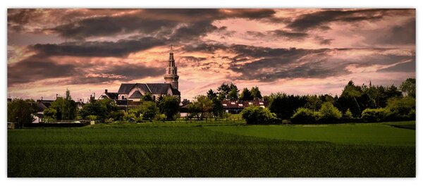 Tájkép templommal (120x50 cm)