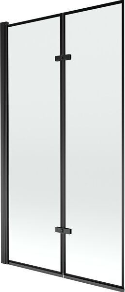 Mexen Castor, 2 szárnyas kádparaván 100 x 150 cm, 6 mm átlátszó üveg-fekete mintás, fekete profil, 892-100-002-70-70